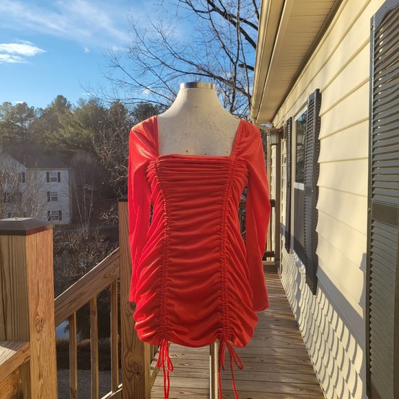 Wild Fable™ - Long Sleeve Ruched Red Velvet Bodycon Dress - Picture 4 of 8